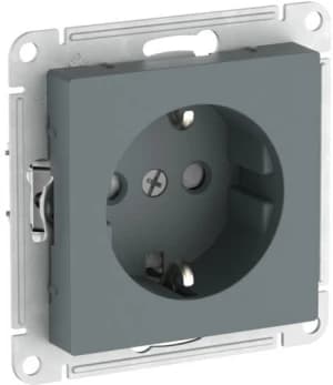 Розетка электрическая Schneider со шторками на автозажимах (Грифель)