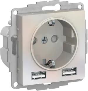 Розетка электрическая Schneider с зарядным устройством USB-A (Жемчуг)