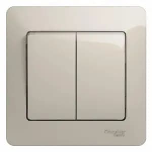 Двухклавишный выключатель в комплекте с рамкой (Молочный)