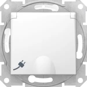 Влагозащищенная розетка электрическая IP44 Schneider со шторками с откидной крышкой (Белый)