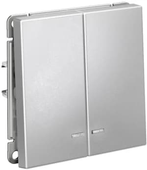 Двухклавишный выключатель с подсветкой на автозажимах (Алюминий)