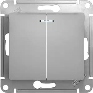 Двухклавишный выключатель с подсветкой (Алюминий)