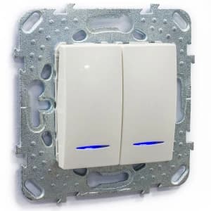 Двухклавишный выключатель с подсветкой (Бежевый)