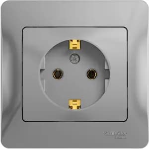 Розетка электрическая Schneider с рамкой (Алюминий)