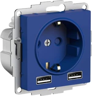 Розетка электрическая Schneider с зарядным устройством USB-A (Аквамарин)