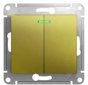 Двухклавишный выключатель с подсветкой (Фисташковый)