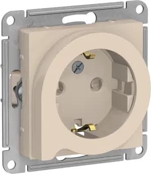 Розетка электрическая Schneider со шторками с выталкивателем вилки (Бежевый)