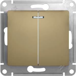 Двухклавишный выключатель с подсветкой (Титан)