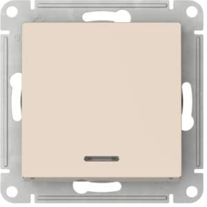 Одноклавишный выключатель с подсветкой на автозажимах (Бежевый)