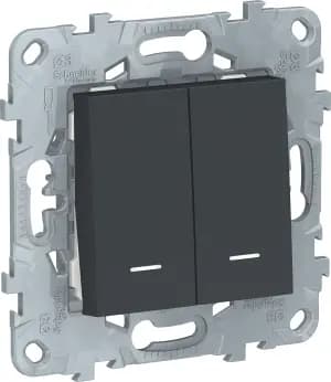 Двухклавишный переключатель с подсветкой (Антрацит)