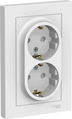 Розетка электрическая Schneider со шторками двойная (Лотос)