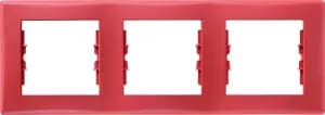 Рамка Schneider Sedna, 3 поста, горизонтальная, Красная