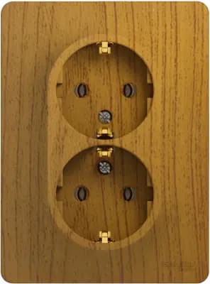 Розетка электрическая Schneider двойная (Дерево дуб)