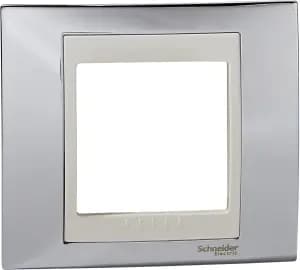 Рамки Unica Chameleon, 1 пост - серебро с бежевой вставкой