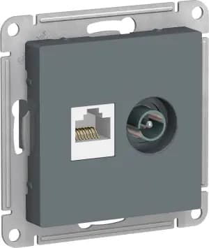 Розетка двойная Schneider AtlasDesign RJ45+TV (Грифель) кат. 5е