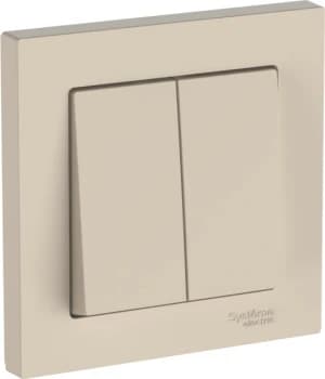 ATLASDESIGN 2-клавишный ВЫКЛЮЧАТЕЛЬ, сх.5, 10АХ, в сборе, быстрозажим. клем., ПЕСОЧНЫЙ