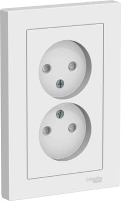 Розетка электрическая Schneider со шторками без заземления двойная (Лотос)