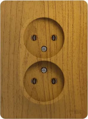 Розетка электрическая Schneider без заземления двойная (Дерево дуб)