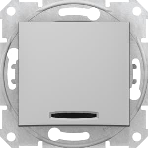 Одноклавишный перекрёстный переключатель с подсветкой (Алюминий)