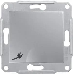 Влагозащищенная розетка электрическая IP44 Schneider со шторками с откидной крышкой (Алюминий)