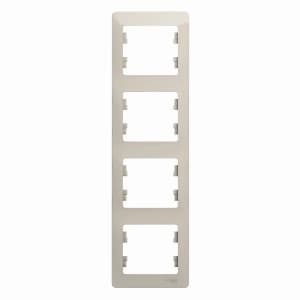 Рамка Systeme Glossa, 4 поста, вертикальная (молочный)