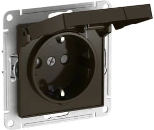 Розетка электрическая Schneider со шторками с откидной крышкой на автозажимах (Мокко)