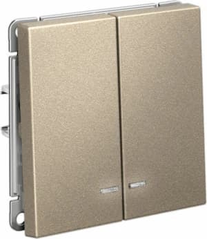 Двухклавишный выключатель с подсветкой (Шампань)