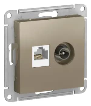 Розетка двойная Schneider AtlasDesign RJ45+TV (Шампань) кат. 5е