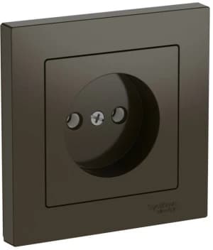 Розетка электрическая Schneider на автозажимах без заземления с рамкой (Мокко)