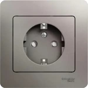 Розетка электрическая Schneider со шторками с рамкой (Платина)