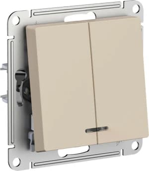 Двухклавишный выключатель с подсветкой (Песочный)