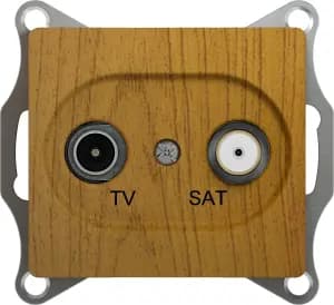 Розетка TV/SAT проходная Glossa (дерево дуб)