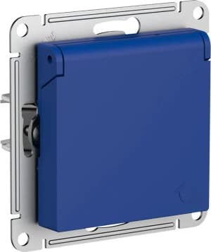 Розетка электрическая Schneider со шторками с откидной крышкой (Аквамарин)