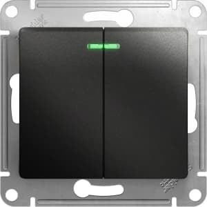 Двухклавишный выключатель с подсветкой (Антрацит)