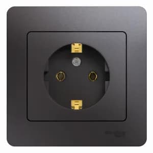 Розетка электрическая Schneider с рамкой (Графит)