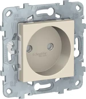 Розетка электрическая Schneider со шторками без заземления (Бежевый)