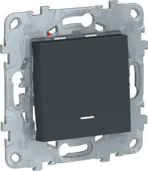 Одноклавишный перекрёстный переключатель с подсветкой (Антрацит)