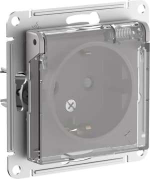 Влагозащищенная розетка электрическая IP44 Schneider со шторками с откидной крышкой (Алюминий)