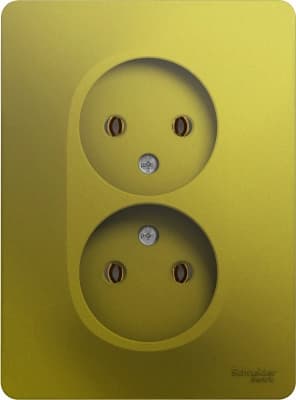 Розетка электрическая Schneider без заземления двойная (Фисташковый)