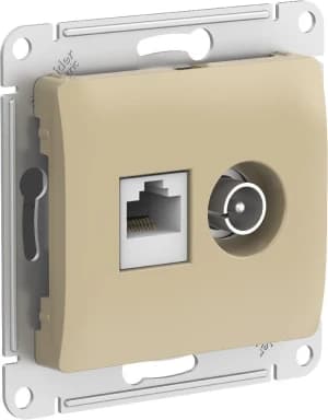Розетка двойная Schneider Glossa RJ45+TV (Титан) кат. 5е