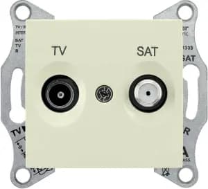 Розетка телевизионная/спутник Sedna проходная, 8 dB (бежевый)