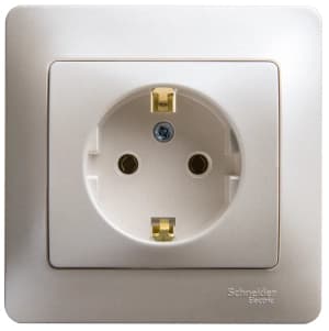 Розетка электрическая Schneider с рамкой (Перламутр)