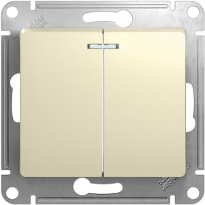 Двухклавишный выключатель с подсветкой (Бежевый)