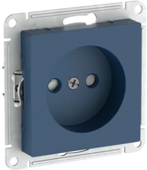 Розетка электрическая Schneider со шторками на автозажимах без заземления (Аквамарин)