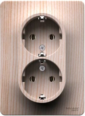 Розетка электрическая Schneider двойная (Сосна)