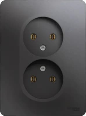 Розетка электрическая Schneider без заземления двойная (Графит)