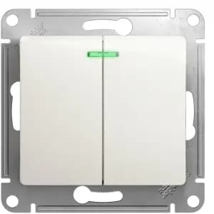 Двухклавишный выключатель с подсветкой (Перламутр)