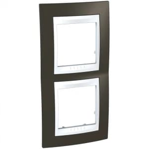 Рамки Unica Хамелеон, вертикальная 2 поста - какао с белой вставкой