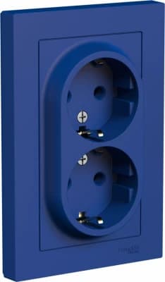 Розетка электрическая Schneider двойная (Аквамарин)