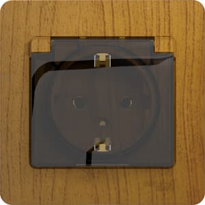 Розетка электрическая Schneider со шторками с откидной крышкой (Дерево дуб)